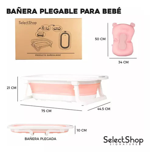 Bañera Plegable Para Bebés Tina Portátil Con Termómetro Color Rosa