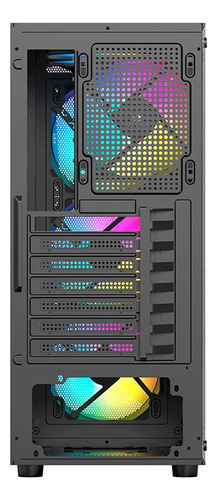 Gabinete Gamer Acegeek Atlas R338, Rainbow, Mid-Tower, Lateral de Vidro, Com 4 Fans, Preto