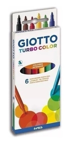 Marcador Fibra Giotto Turbocolor X 6 Colores Surtidos Largos