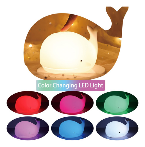 Luz Nocturna Zklili Cute Whale Para Niños Recargable Por Usb
