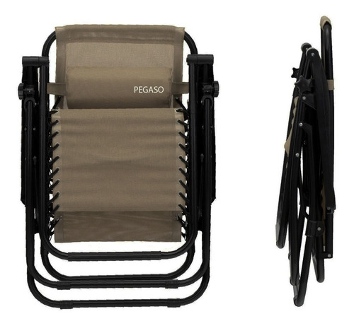Set De2 Silla Camastro Plegable Gravedad 0+porta Vaso Pegaso Color Marrón