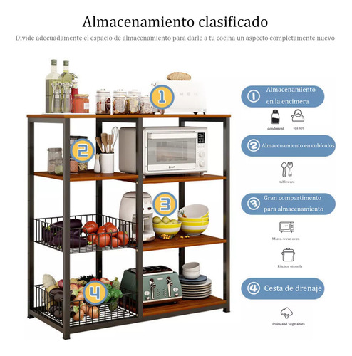 Estantería Multicapa Cocina 80cm, Ahorra Espacio. Negro