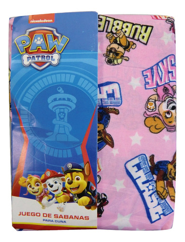 Juego De Sábanas Cuna Minnie 100% Algodón Dohler Color Rosa Diseño De La Tela Paw Patrol