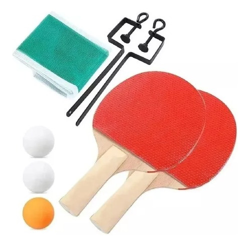 Set 2 Raquetas Paletas + 3 Pelotas Ping Pong + Mallacompleto