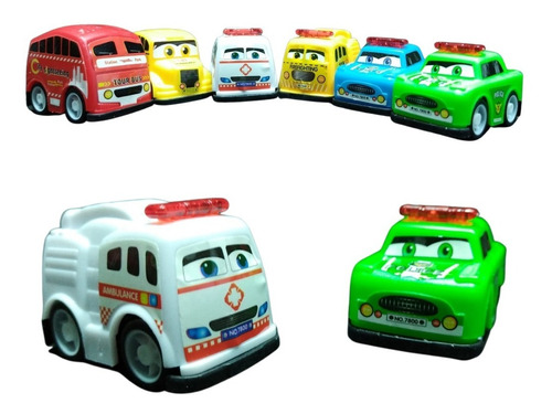 Colección X6 Carros Pólice De Cuerda Regalo Niño