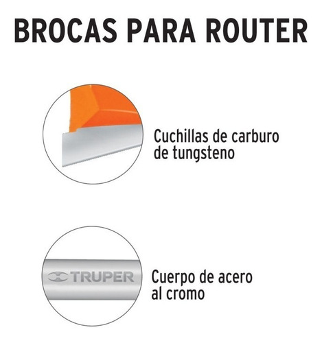 Broca Para Router. Recta 2 Filos. 5/16 Pulgada. Truper.
