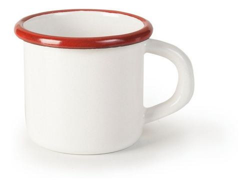 Taza O Cacillo De Peltre Blanco Con Rojo(300 Ml) Marca Ibili