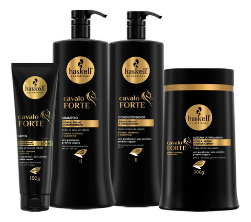 Kit Haskell Cavalo Forte Shampoo Cond Masc 1l E Leave In 150