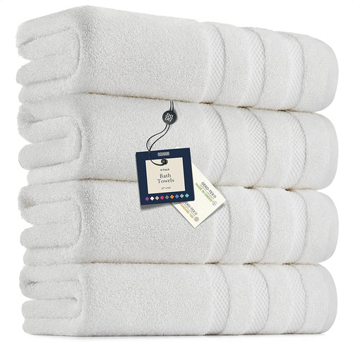 Belador White Bath Towels 4-pack - 100% Cotton Bath Towel Se