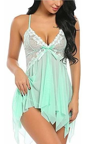 Avisalo Lenceria De Encaje Para Mujer Babydoll Cuello En V R