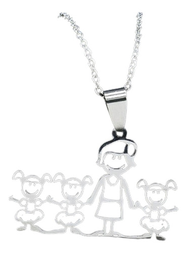 Collar Familia Mamá Y Tres Hijas + Caja Regalo Joyas