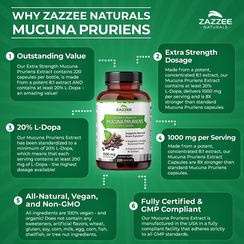 Mucuna Pruriens L-dopa Extra Strength Zazzee