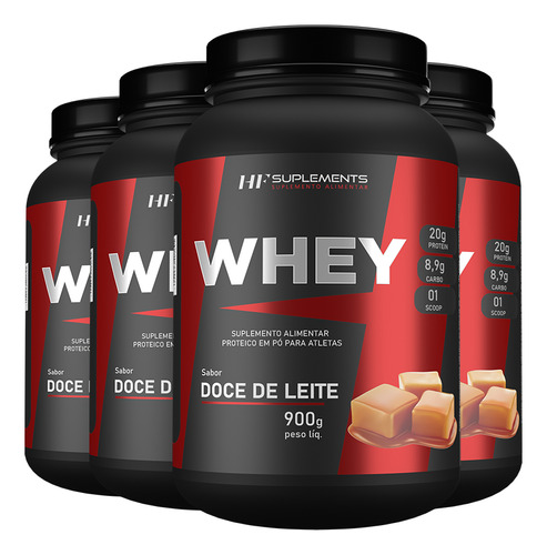 4x Whey Protein De Doce De Leite 900g Hf Suplements