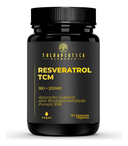 Trans Resveratrol 99% 160mg + Tcm 200mg Vegan 60 Cáps