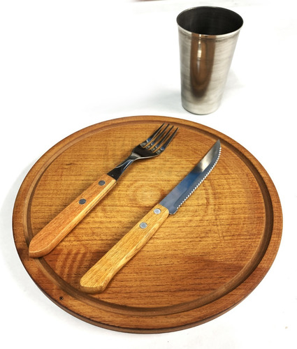 Imagen 4 de 10 de Set Completo De Asado Para 1 Personaa Plato Cubiertos Vaso