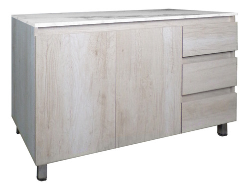 Cocina Integral Completa Decomobil Premium Minimalista Color Encino Polar - Mármol Blanco