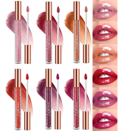 Bekoeen Juego De 6 Brillos De Labios Duraderos Plump & Shine