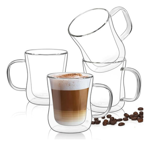 Comsaf Tazas De Café De Vidrio De Doble Pared (8 Oz/8.5 Fl O