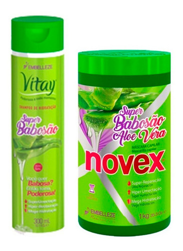Imagen 1 de 1 de Novex Super Babosa Shampoo 300ml Y Crema - g a $37