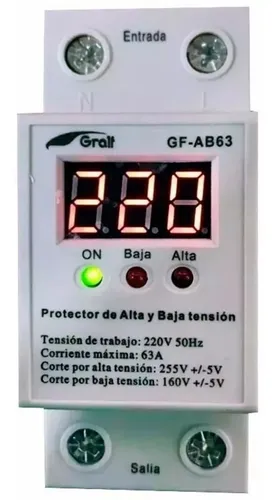 comprar Protector Tensión Monofasico 63a Gralf Riel Din Alta Baja