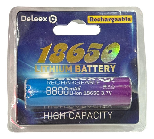 Pila Bateria Recargable 18650 Deleex 3.7v 8800mah Con Teton