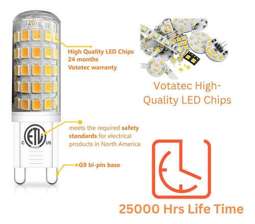 Votatec 10 Paquete Bombilla Led G9, Reemplazo G9 6w Para Hal
