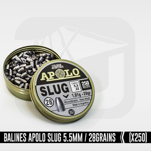Imagen 2 de 4 de Balines Puntas Apolo Slug Cal 5,5mm - 28gr X250u