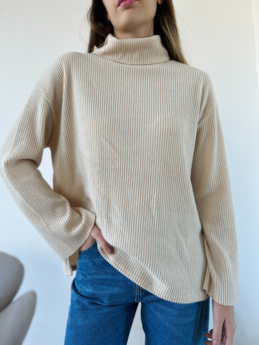 Sweater Cuello Alto De Lanilla Para Mujer 