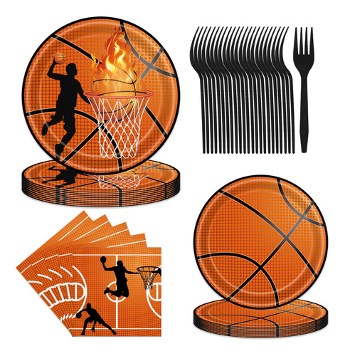 Decoracion Fiesta Baloncesto Juego 96 Plato Servilleta Para