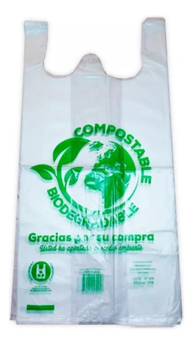 Bolsas Camiseta Bio Compostables Aprobadas 60x70 X 100 Uni ©