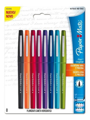 Plumígrafo Flair Punta Media Paper Mate X8 Colores Surtidos