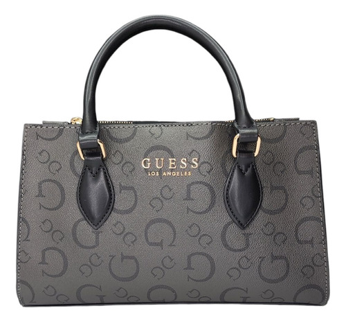 Bolsa Guess Hg961607 Nueva 100 % Original Con Etiqueta Negro Estampado Oro Negro