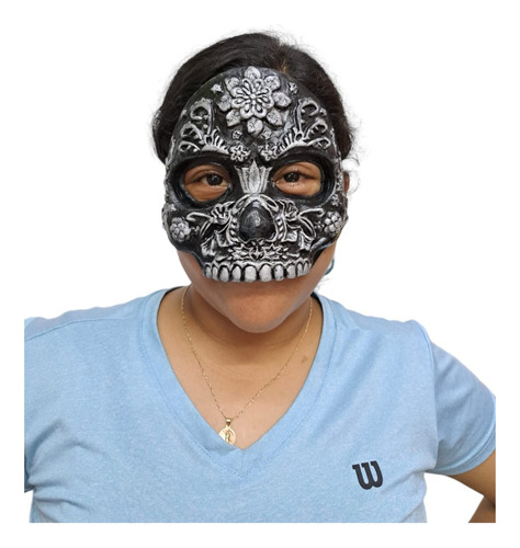 Máscara Antifaz Catrinas Y Catrin Mexicano Halloween Latex Color Catrín Plata
