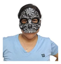 Comprar Máscara Antifaz Catrinas Y Catrin Mexicano Halloween Latex Color Catrín plata
