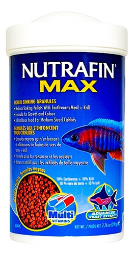 Nutrafin Max Granulos De Hundimiento Peces Ciclidos 220 Gr.