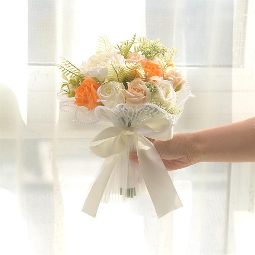 Ramo De Boda Nupcial Flores Artificiales Flor Centro Color
