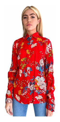 Camisa Manga Larga Estampada Cherry Blossom- Kout Mujer