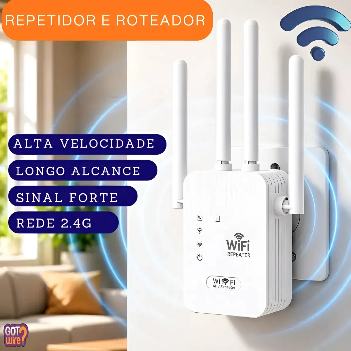 Repetidor Sinal Wifi 4 Antenas Alta Estabilidade Longo Alcance 300mbps Wi-fi Internet Potente Fácil Instalação Roteador Wireless Gotwire? Amplificador Sem Fio Turbo Cobertura Estendida Casa Escritorio