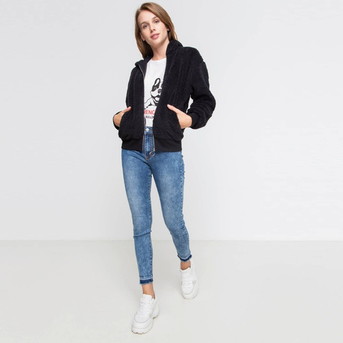 Campera Peluche Elastizado Polar Capucha Suave Importada