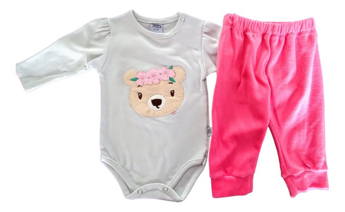 Conjunto Bebe Nena Body Manga Larga Pantalon Plush Beba Talle Recien Nacida A 6 Meses