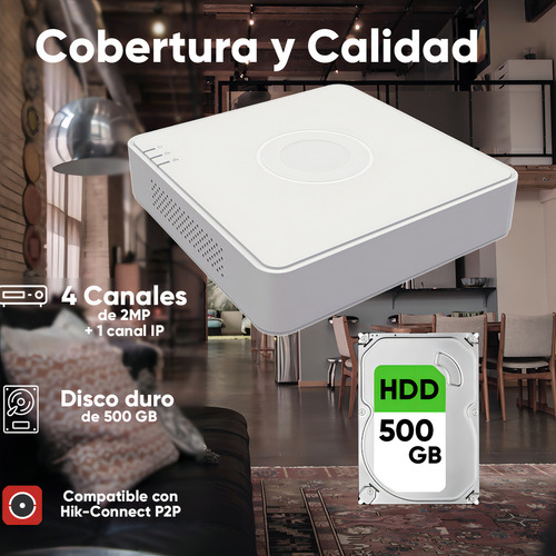 Epcom Kit De Videovigilancia 4 Cámaras De Seguridad Metálicas De 2 Mp Con Micrófono Integrado Y Disco Duro 500 Gb Modelo B8-mic-cc+500 / Cámaras Bala Turbohd 1080p Lite / Kit Cctv