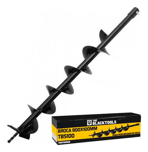 Broca Para Perfurador De Solo Tipo D Helicoidal Espiral Duplo 80 X 10cm Com Pino Trava Tbs100 The Black Tools