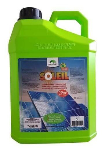 Imagem 1 de 1 de Soleil Limpa Protege Painéis Fotovoltaicas Solares 5l Maxbio