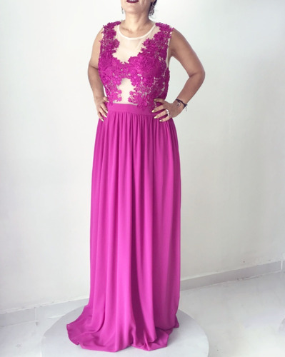 Vestido Magenta Largo Talla Extra