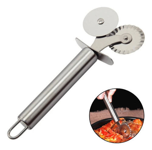 Carretilha Dupla De Massas Inox Cortador Pizza Inox