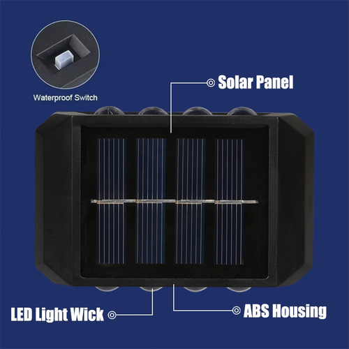 Lámpara Solar De Pared De 6 Led, Impermeable, Abs, Luz Solar