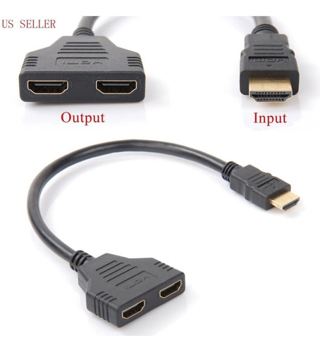Imagen 2 de 2 de Hdmi Macho A 2 Hdmi Hembra 1 En 2 Salidas Splitter