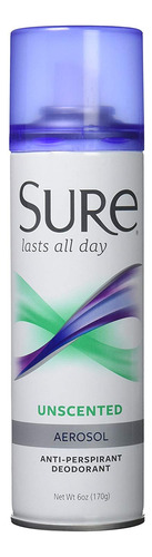 Sure Desodorante 6onza Aerosol, Sin Perfume (177ml) (paquete
