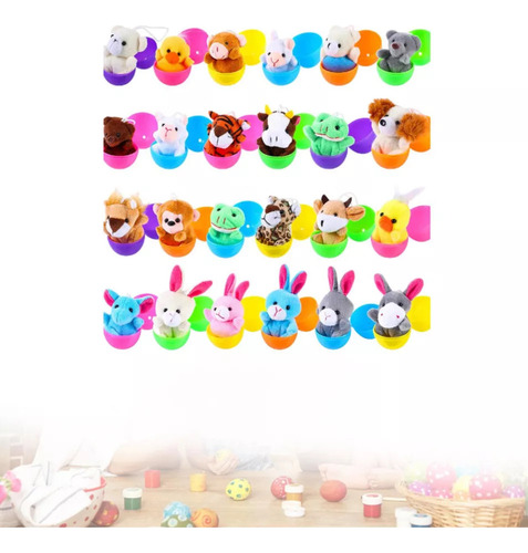 24x Sinos De Páscoa Coloridos Com Brinquedos Infláveis