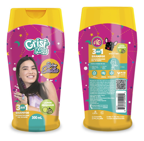  Grisi Kids, Shampoo Infantil Ana Emilia, 3 En 1, 300 Ml